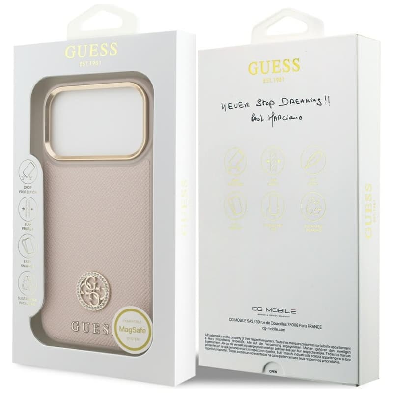 Guess Grained Strass Logo MagSafe - Case iPhone 17 Pro (pink) 8