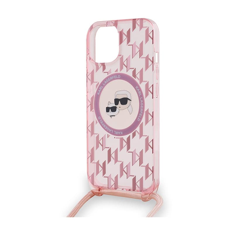 Karl Lagerfeld IML Crossbody Monogram Karl & Choupette Head MagSafe - Case for iPhone 15 / 14 / 13 (Pink) 5