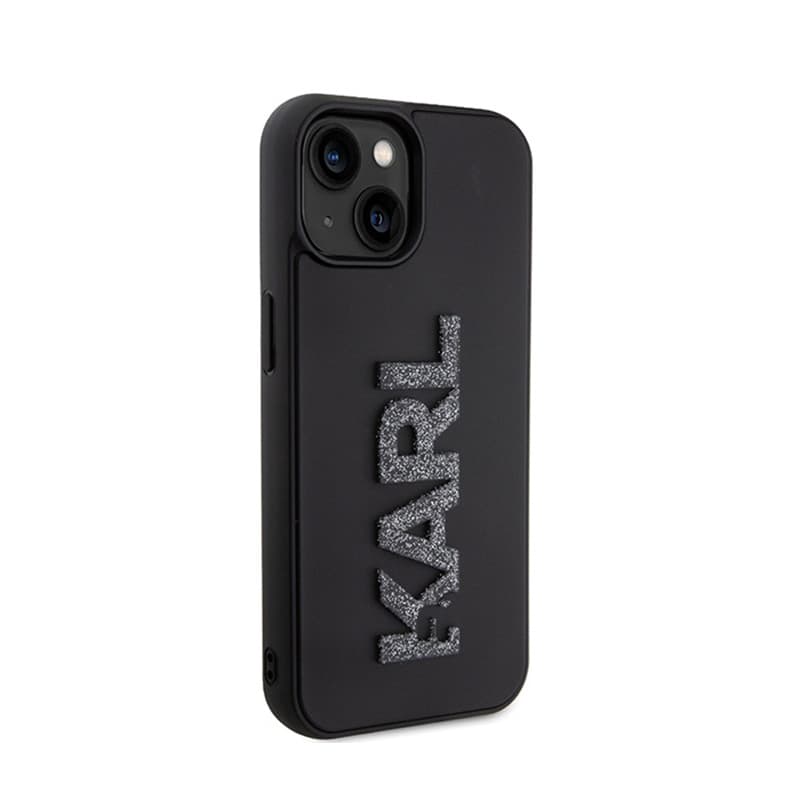 Karl Lagerfeld 3D Rubber Glitter Logo - Case for iPhone 15 (Black) 4