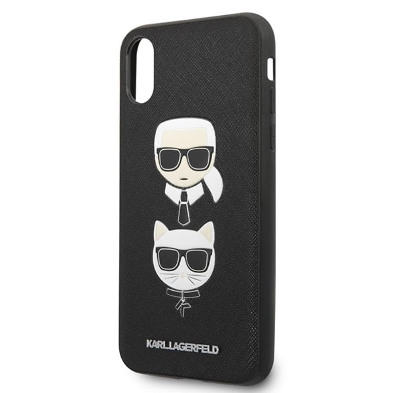 Karl Lagerfeld Saffiano Karl & Choupette Heads - Case for iPhone Xs Max (Black) 3