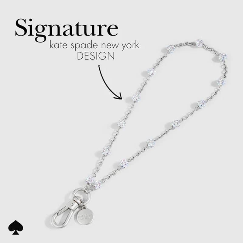 Kate Spade New York Universal Phone Charm Wristlet - Universal Phone Lanyard (Dazzle Chain Silver) 5