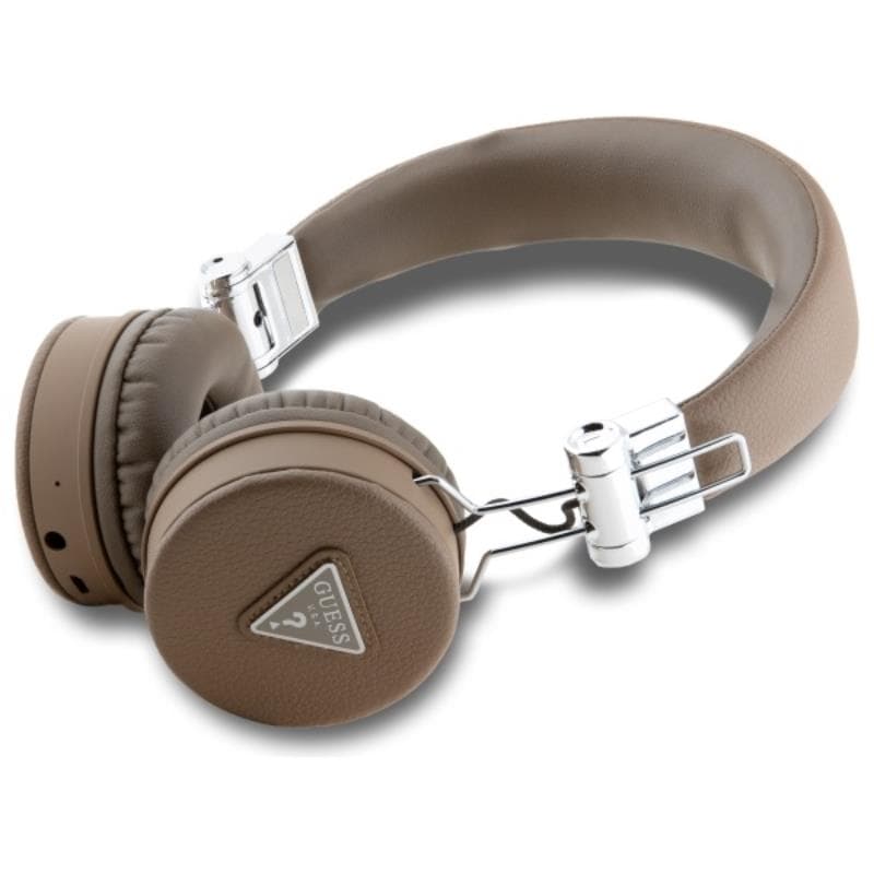 Guess Grained Classic Round Shape - Wireless Over-Ear Bluetooth ENC Headphones (Brown) 2