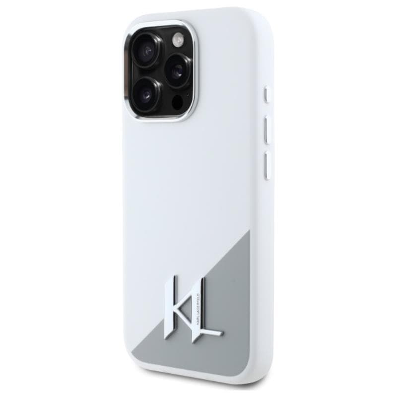 Karl Lagerfeld Silicone Shadow Metal Initial MagSafe - Case for iPhone 16 Pro Max (white) 2
