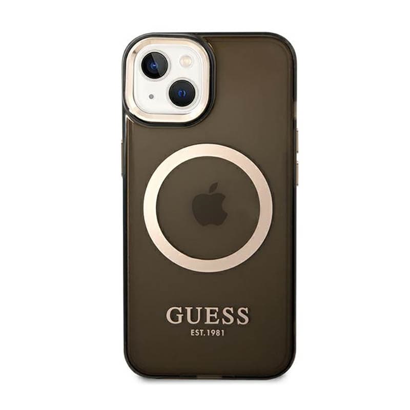 Guess Gold Outline Translucent MagSafe - Case for iPhone 14 Plus (Black) 3