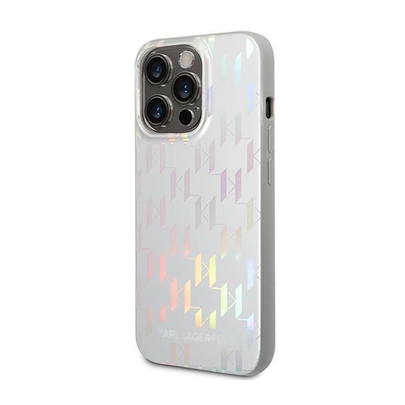 Karl Lagerfeld Monogram Iridescent - Cover for iPhone 14 Pro (silver) 7