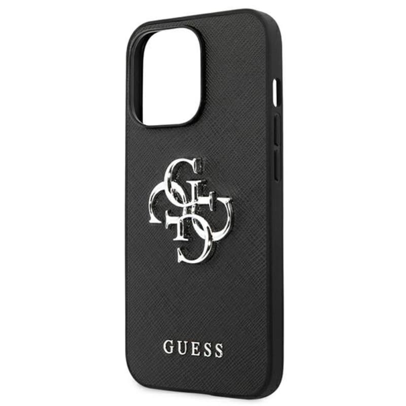 Guess Saffiano 4G Big Silver Logo - Case for iPhone 13 Pro (Black) 6