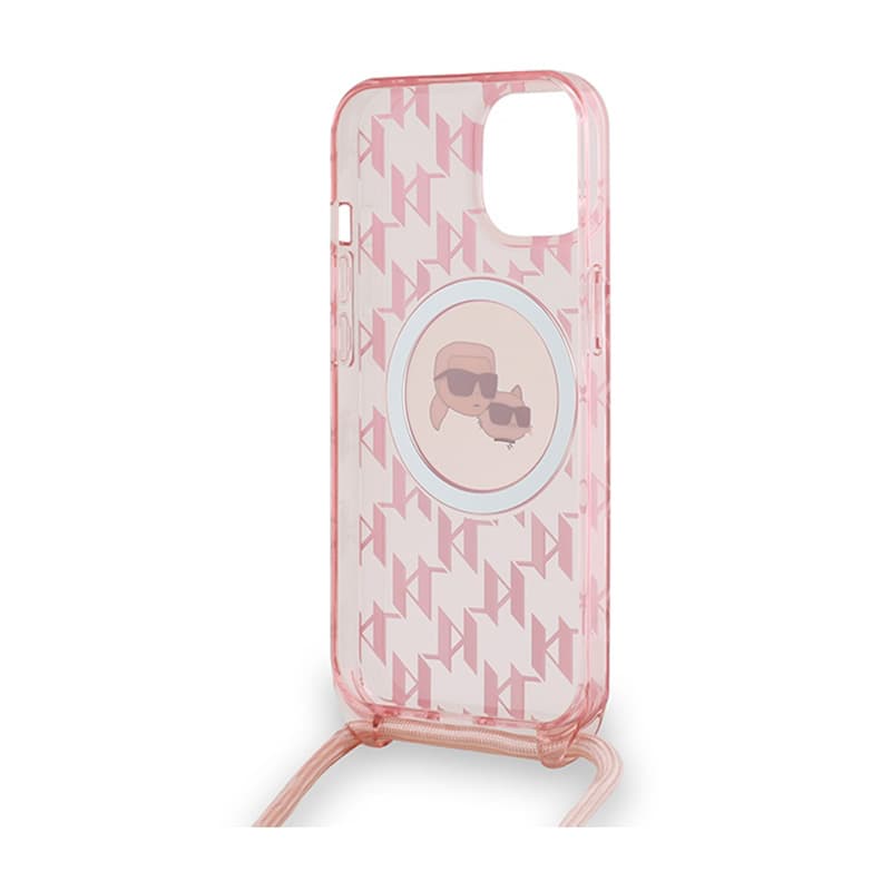 Karl Lagerfeld IML Crossbody Monogram Karl & Choupette Head MagSafe - Case for iPhone 15 / 14 / 13 (Pink) 6