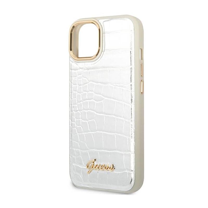 Guess Croco Collection - Case for iPhone 14 Plus (Silver) 6