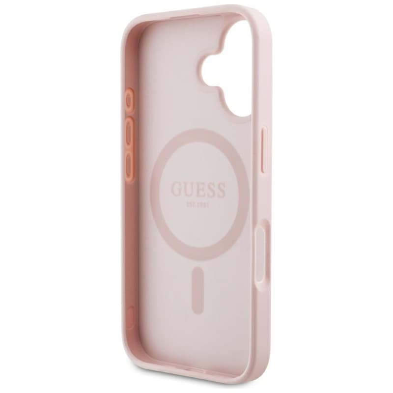 Guess Grained Hot Stamp Peony Triangle Logo MagSafe - Case for iPhone 16 (pink) 7