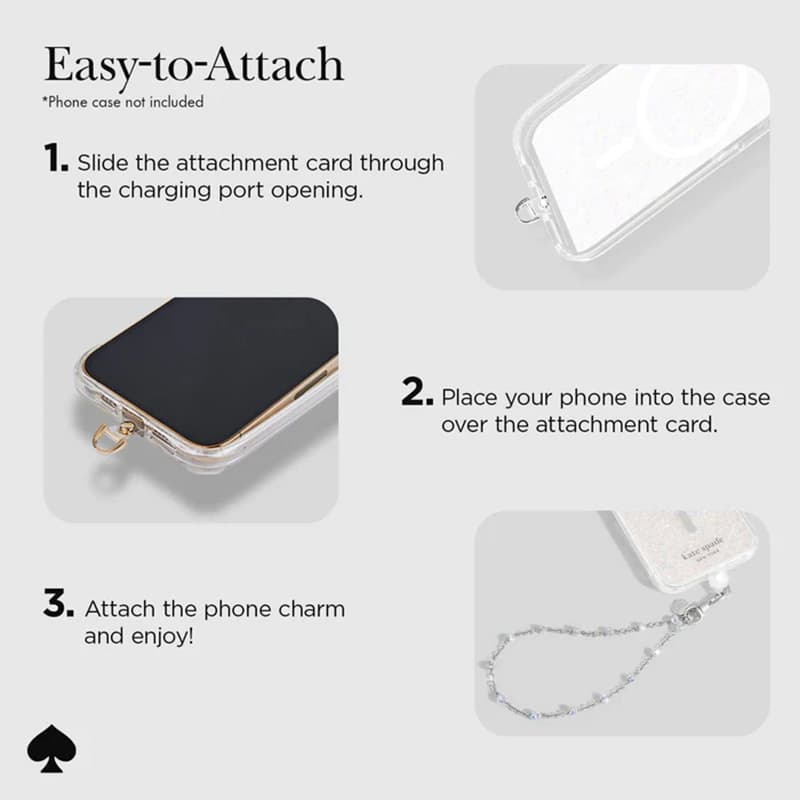Kate Spade New York Universal Phone Charm Wristlet - Universal Phone Lanyard (Dazzle Chain Silver) 6