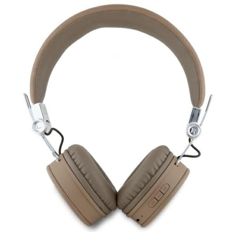 Guess Grained Classic Round Shape - Wireless Over-Ear Bluetooth ENC Headphones (Brown) 3