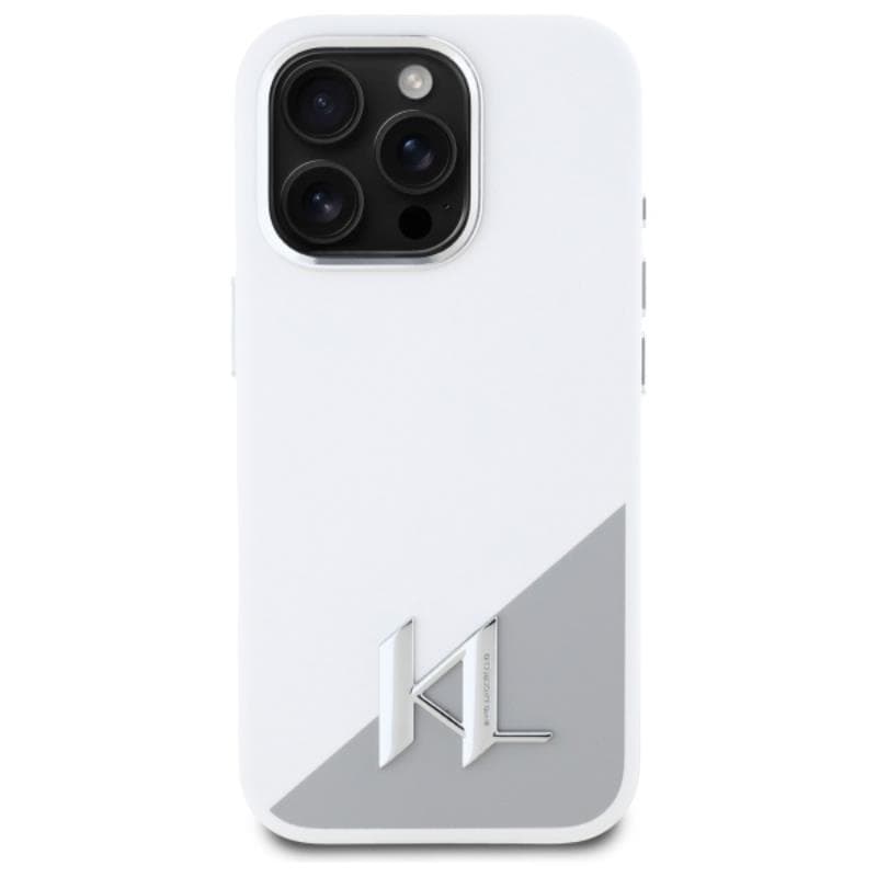 Karl Lagerfeld Silicone Shadow Metal Initial MagSafe - Case for iPhone 16 Pro Max (white) 3