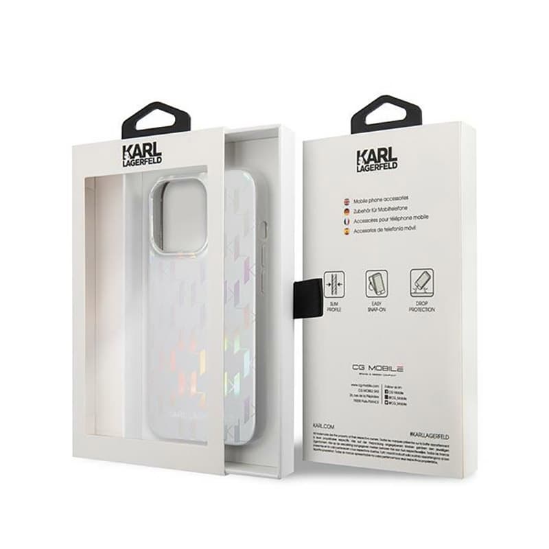 Karl Lagerfeld Monogram Iridescent - Cover for iPhone 14 Pro (silver) 8