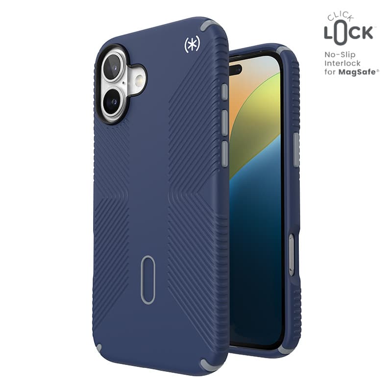 Speck Presidio2 Grip ClickLock & MagSafe - iPhone 16 Plus Case (Coastal Blue / Dust Gray / White)