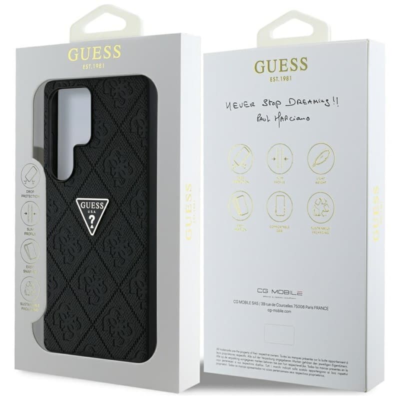 Guess Hot Stamp 4G Pattern Triangle Metal Logo - Case for Samsung Galaxy S25 Ultra (black) 8