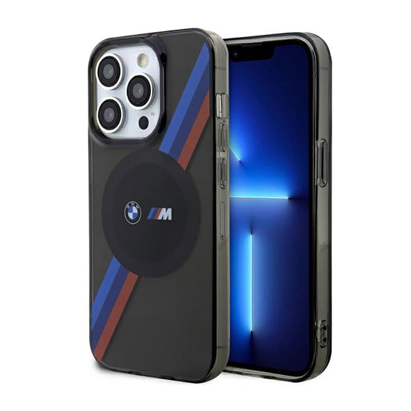 BMW Tricolor Stripes MagSafe - Case for iPhone 14 Pro (Grey)