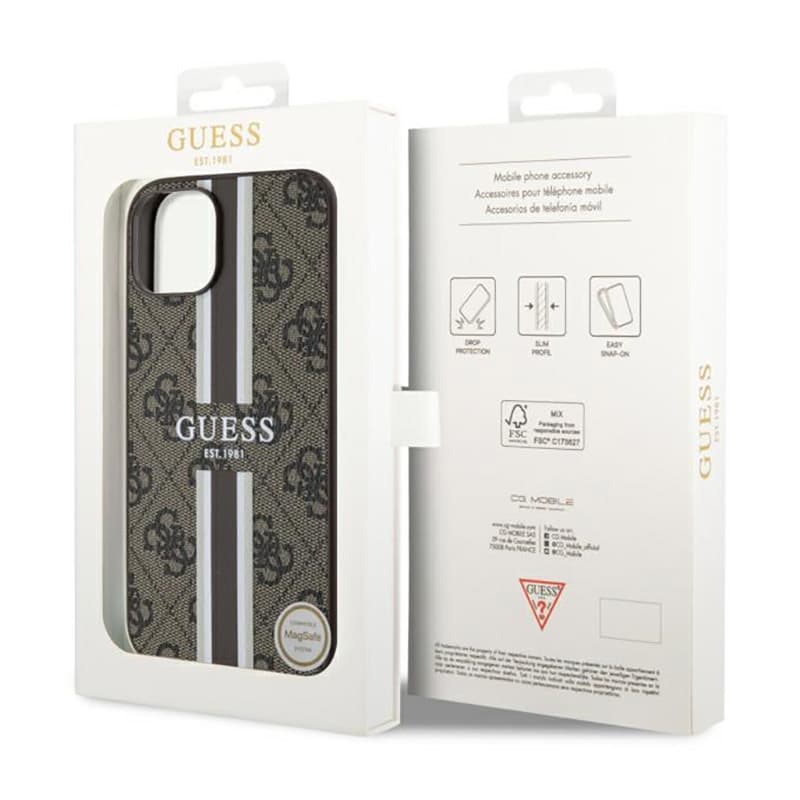 Guess 4G Printed Stripes MagSafe - Case for iPhone 14 (Brown) 8