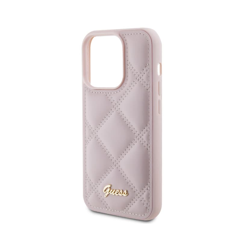 Guess Quilted Metal Logo - Case for iPhone 15 Pro (Pink) 6