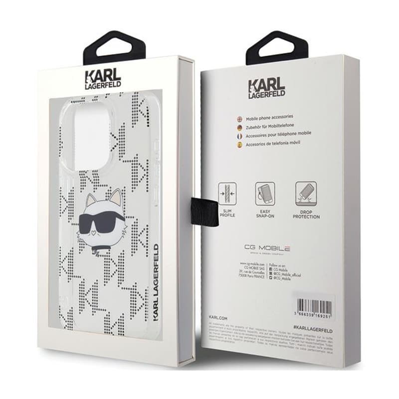 Karl Lagerfeld IML Choupette Head & Monogram - iPhone 15 Pro Max Case (Transparent) 8