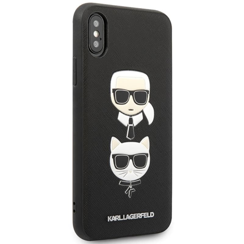 Karl Lagerfeld Saffiano Karl & Choupette Heads - Case for iPhone Xs Max (Black) 5