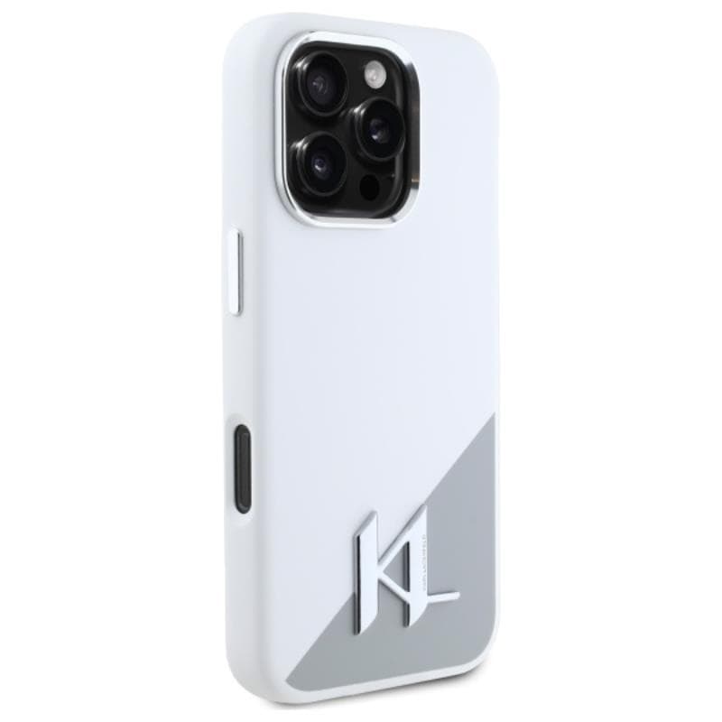 Karl Lagerfeld Silicone Shadow Metal Initial MagSafe - Case for iPhone 16 Pro Max (white) 4