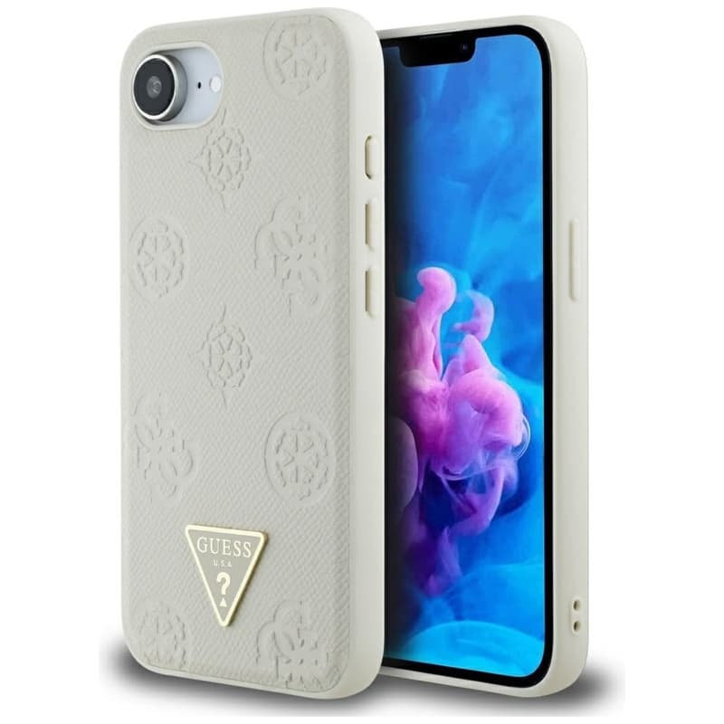 Guess Grained Hot Stamp Peony Triangle Logo MagSafe - Case for iPhone 16e (beige) 1