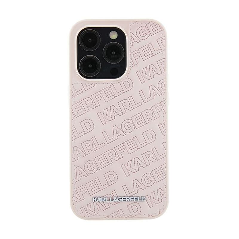 Karl Lagerfeld Quilted K Pattern - iPhone 15 Plus Case (Pink) 1