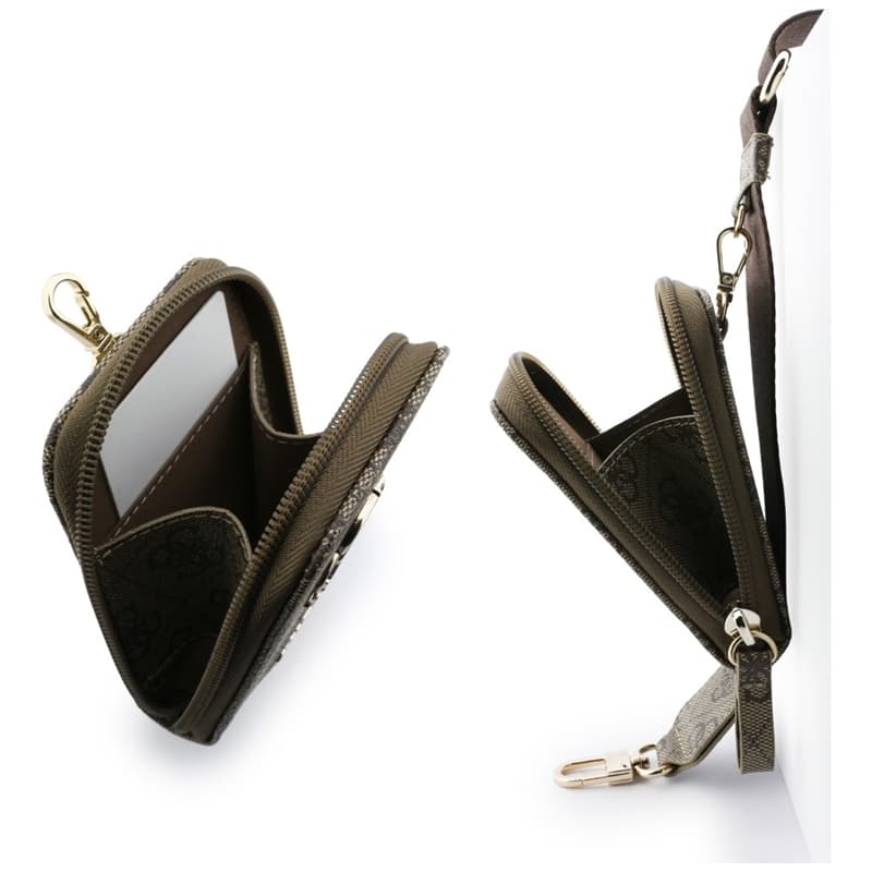 Guess 4G Metal Logo Universal Crossbody Phone Strap Small Purse - Lanyard/Shoulder Strap with Phone Wallet (Brown) 5