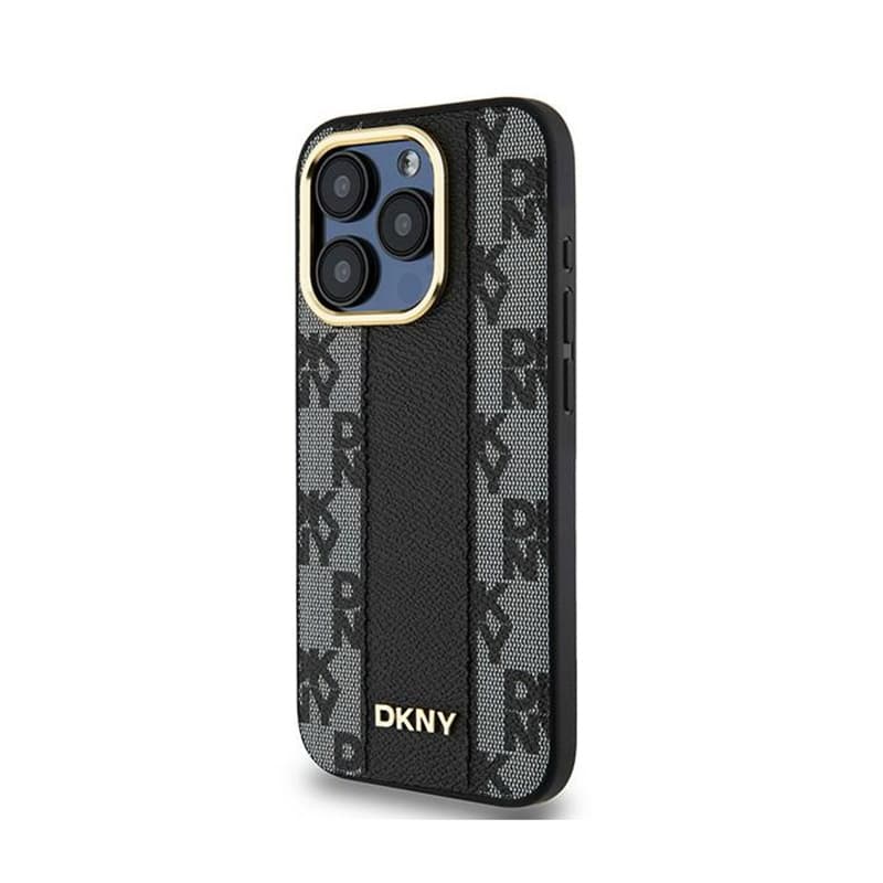 DKNY Leather Checkered Mono Pattern MagSafe - Case for iPhone 15 Pro Max (Black) 2