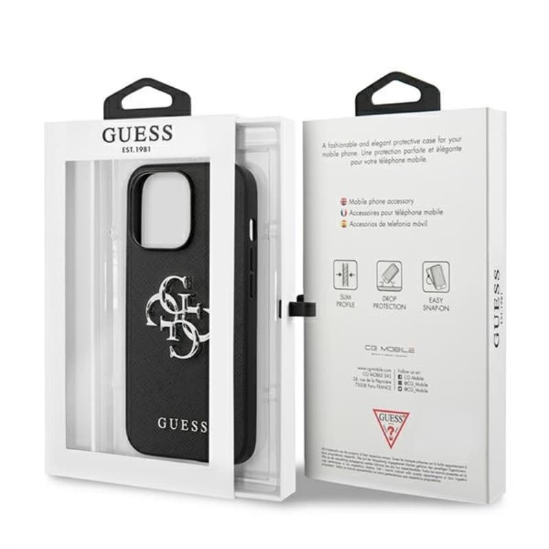 Guess Saffiano 4G Big Silver Logo - Case for iPhone 13 Pro (Black) 8