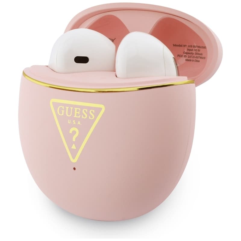 Guess Gold Line Triangle - TWS Bluetooth Earphones + Charging Case (Pink) 3