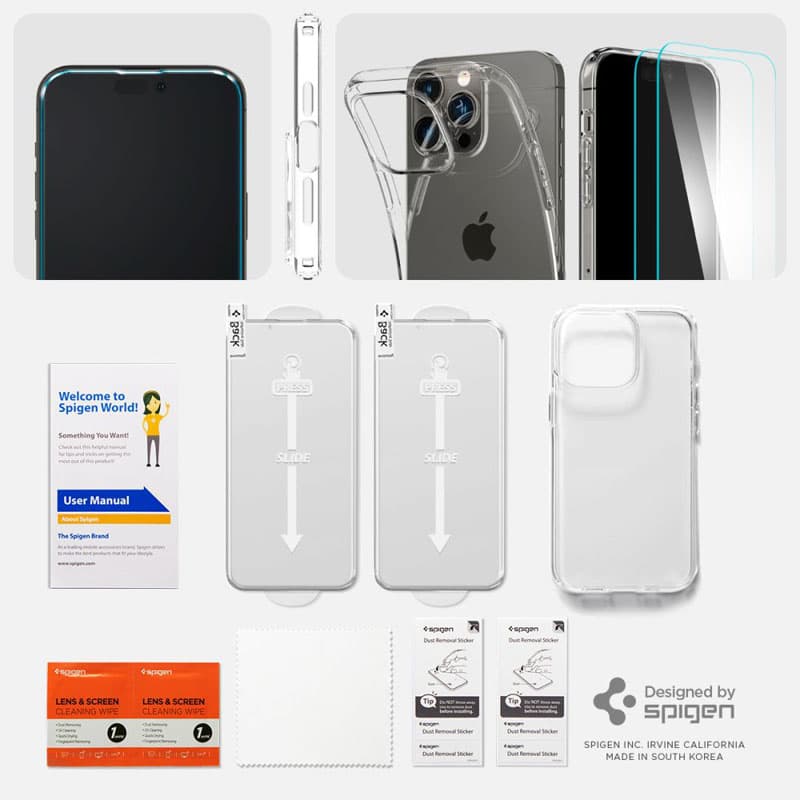 Spigen Crystal Pack - Set of case for iPhone 14 Pro Max + Protective Glass (Clear) 6