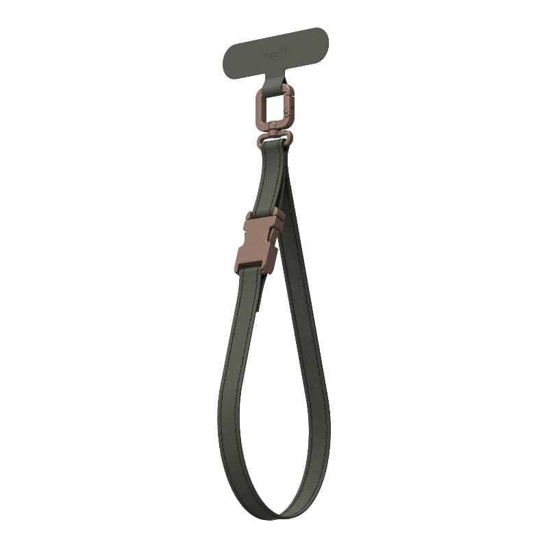 Moshi 2-in-1 Wrist & Body Strap with Adapter - Eco Leather Phone Lanyard (Moss Green) 2