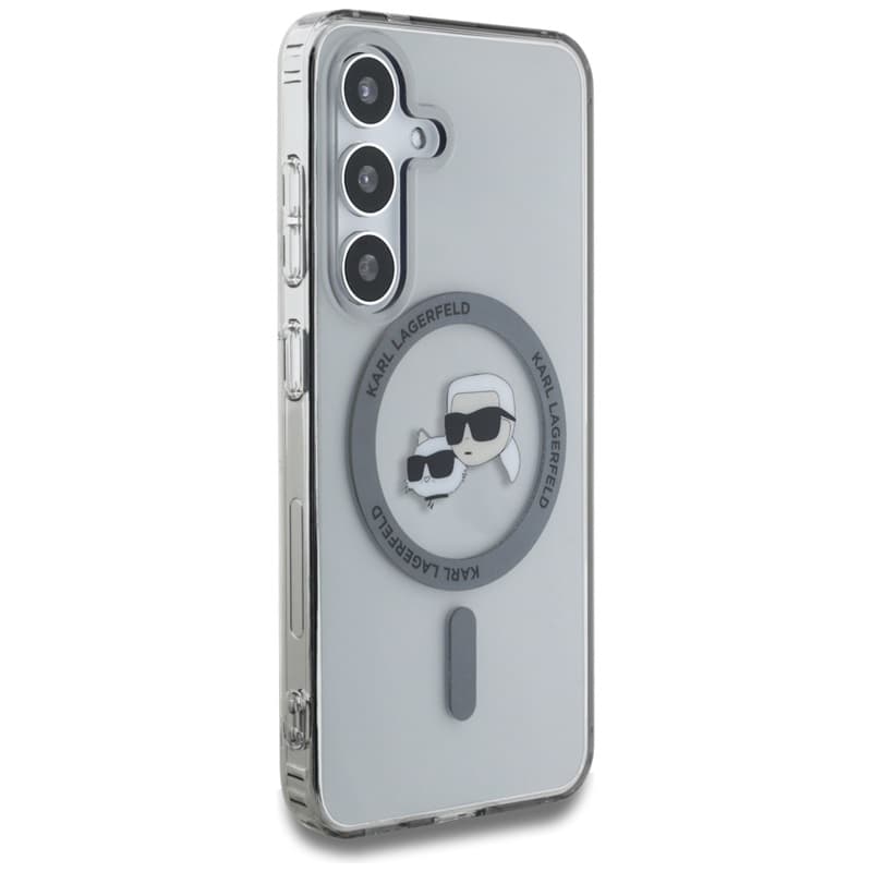 Karl Lagerfeld Button Karl & Choupette Heads Printed Logo MagSafe - Case for Samsung Galaxy S25 (Black) 4
