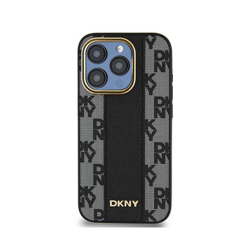 DKNY Leather Checkered Mono Pattern MagSafe - Case for iPhone 15 Pro Max (Black) 3