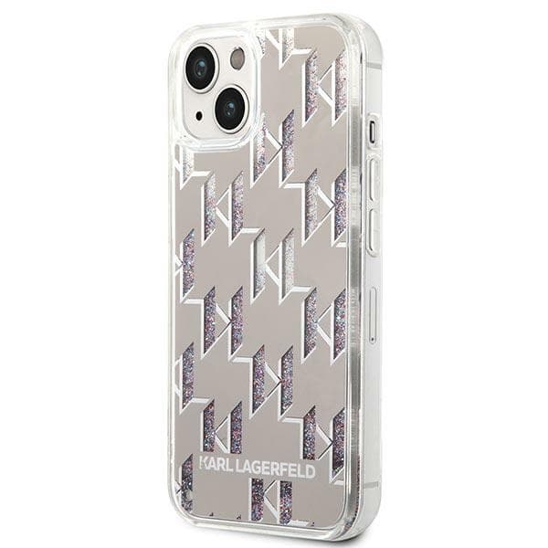 Karl Lagerfeld Monogram Liquid Glitter - Case for iPhone 14 (Silver) 2