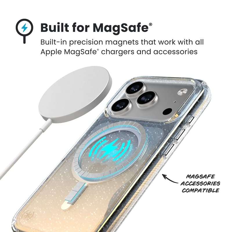 Speck Presidio Lux MagSafe - iPhone 17 Pro Case (Hyper Mirror Glitter / Silver Metallic) 5