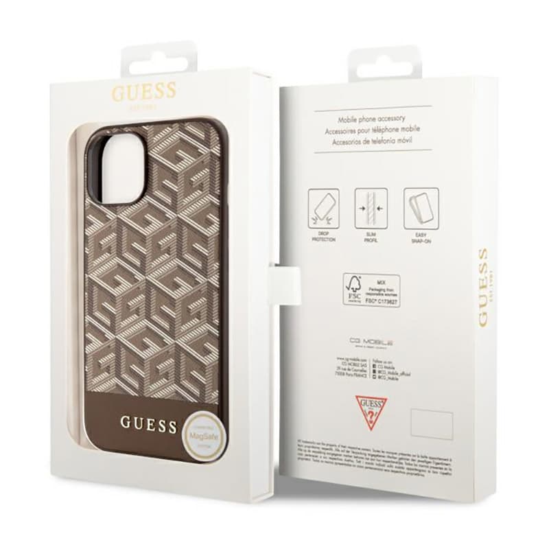 Guess GCube Stripes MagSafe - Case for iPhone 14 (Brown) 8