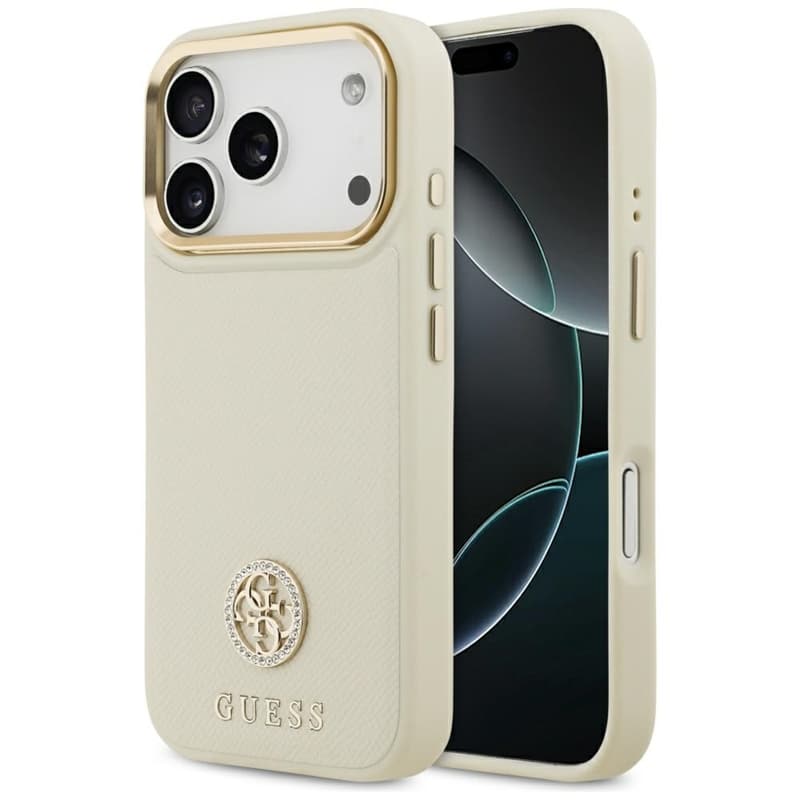 Guess Grained Strass Logo MagSafe - Case iPhone 17 Pro (beige)