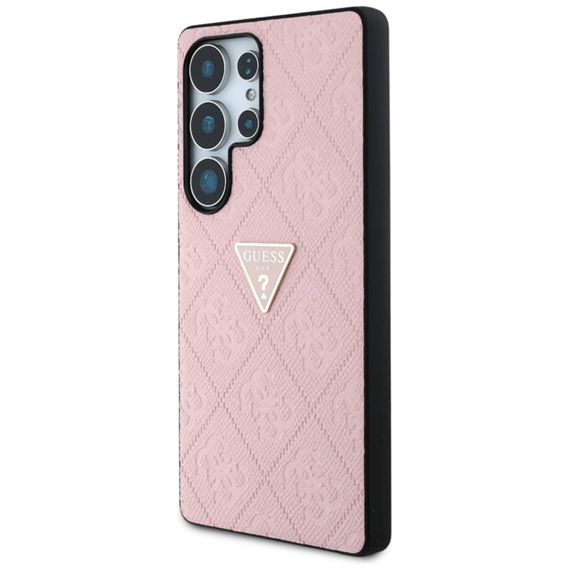 Guess Hot Stamp 4G Pattern Triangle Metal Logo - Case for Samsung Galaxy S25 Ultra (pink) 2