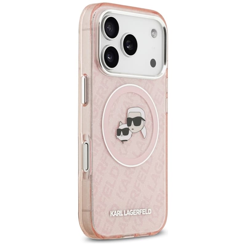 Karl Lagerfeld IML Glitter Karl & Choupette Heads Logo MagSafe - Case for iPhone 17 Pro (pink) 4