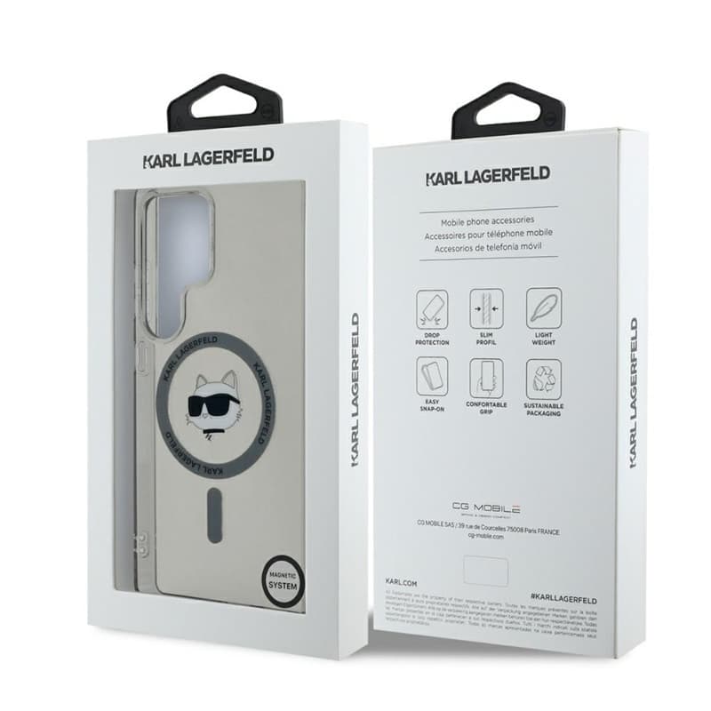 Karl Lagerfeld Button Choupette Head Printed Logo MagSafe - Case for Samsung Galaxy S25 Ultra (Black) 8