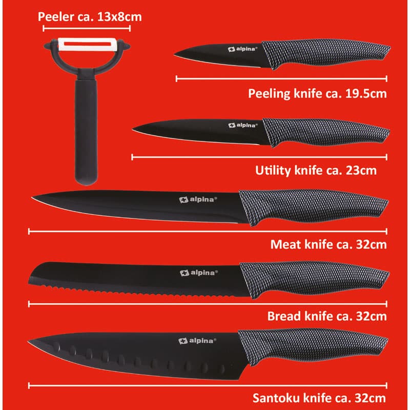 Alpina - Stainless steel INOX knife set 6 pcs. (Black) 3