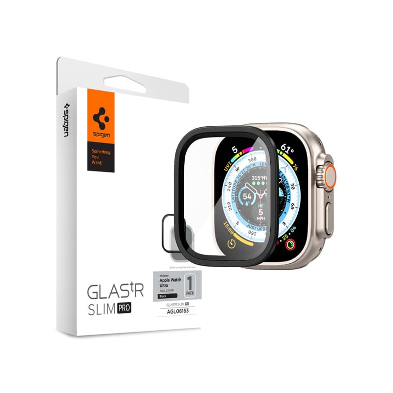 Spigen Glas.TR Slim Pro - Tempered Glass for Apple Watch Ultra 49 mm (Black)