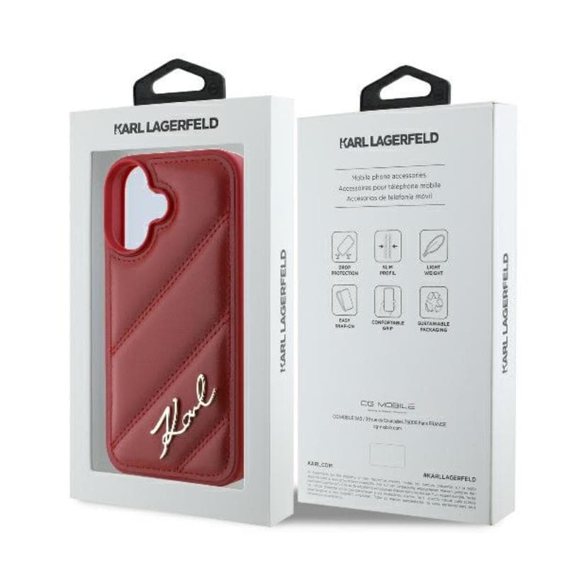 Karl Lagerfeld Quilted Signature - Case for iPhone 16 (red) 8