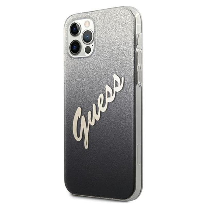 Guess Glitter Gradient Script - iPhone 12 / iPhone 12 Pro Case (Black) 2