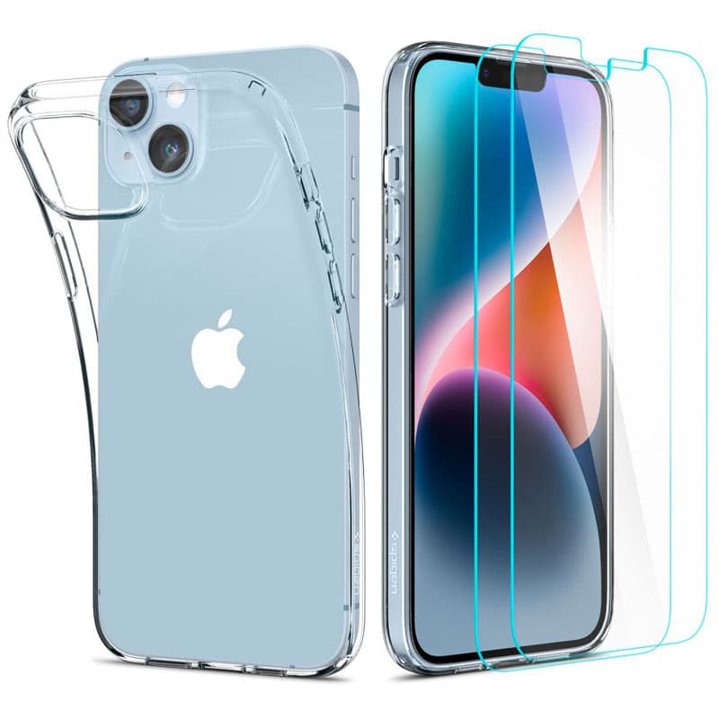 Spigen Crystal Pack - Set of case for  iPhone 15 Plus / iPhone 14 Plus + Protective Glass (Clear)