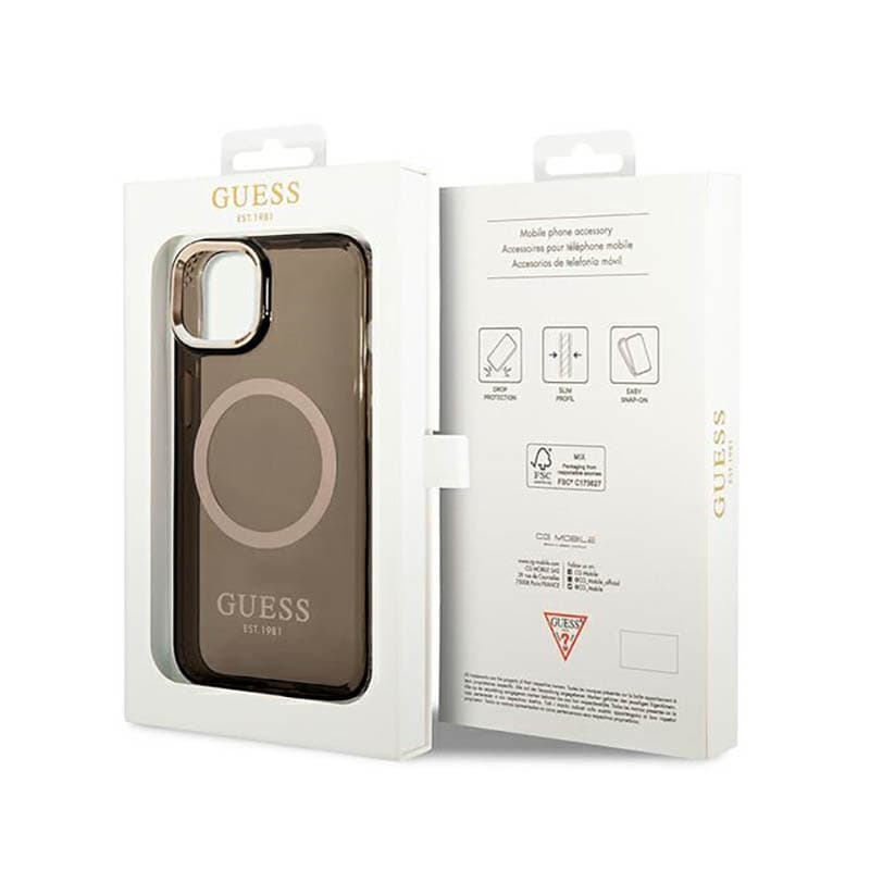 Guess Gold Outline Translucent MagSafe - Case for iPhone 14 Plus (Black) 8
