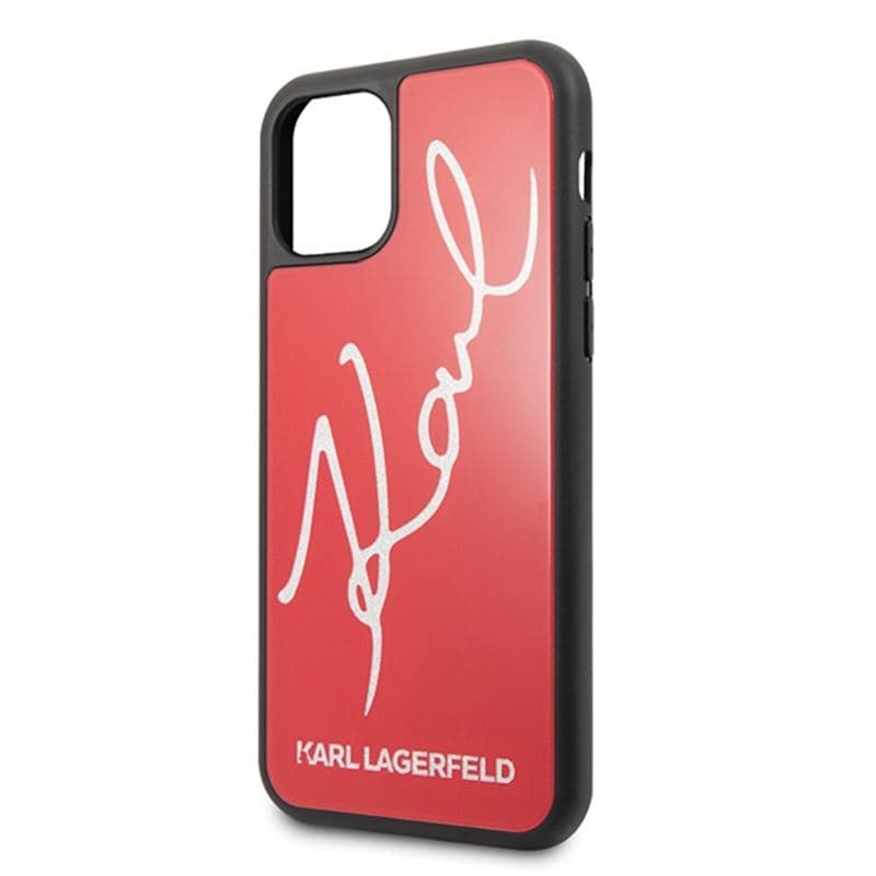 Karl Lagerfeld Double Layers Tempered Glass Signature Glitter Case for iPhone 11 Pro Max (Red) 3
