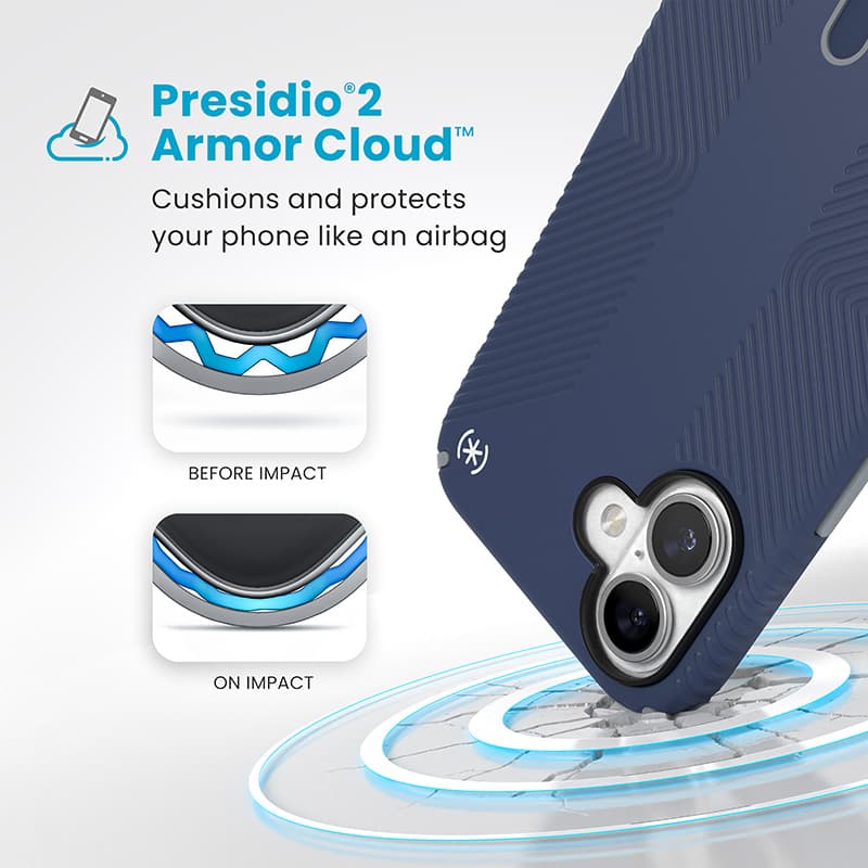 Speck Presidio2 Grip ClickLock & MagSafe - iPhone 16 Plus Case (Coastal Blue / Dust Gray / White) 4